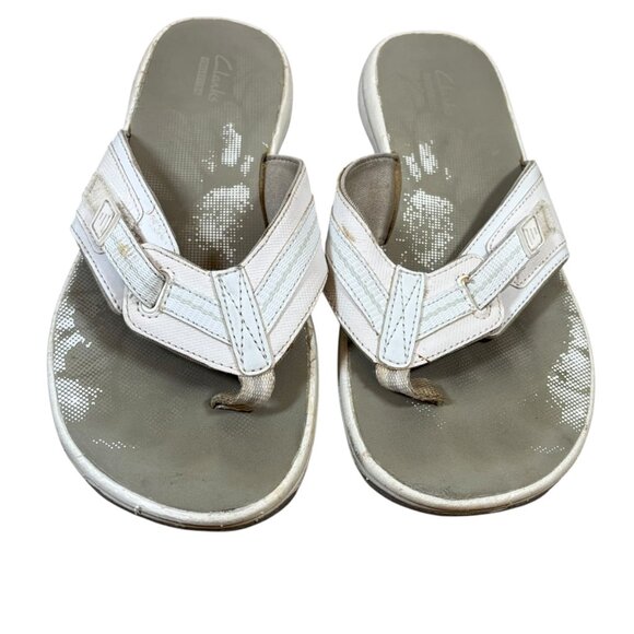 Clarks Cloudsteppers Brinkley Jazz White Thong Sandals Flip Flops Outdoor - Picture 4 of 8